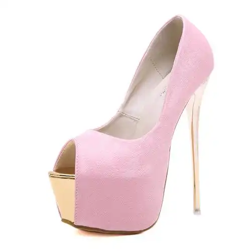 大码高跟鞋40-45鱼嘴鞋15cm超高跟女单鞋16cm恨天高凉鞋新款宴会