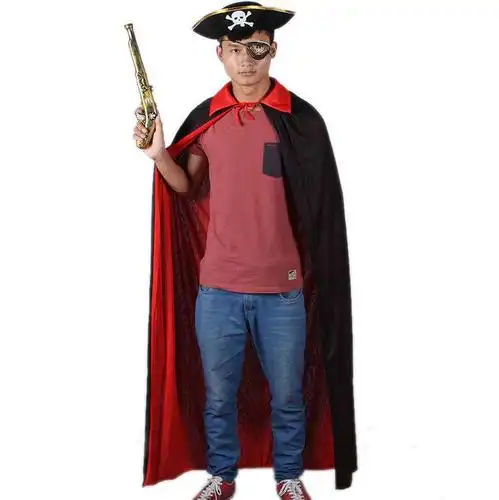 万圣节披风 服装海盗服装大人儿童黑红披风 眼罩 金边帽 海盗钩