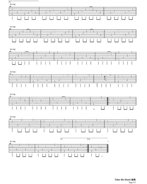 【吉他谱】take me hand 指弹版 - 宋清卿 soong, chingtsing