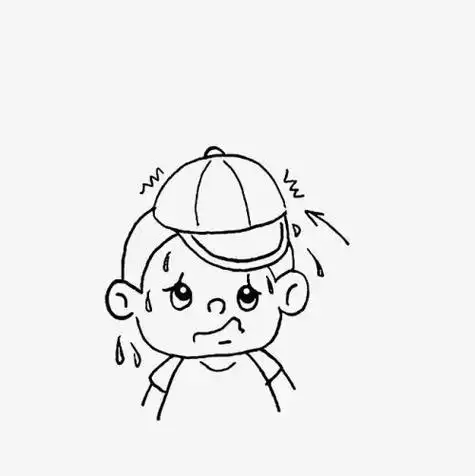 天气炎热的简笔画人大汗淋漓时的样子简笔画炎热的夏天上色简笔画图片