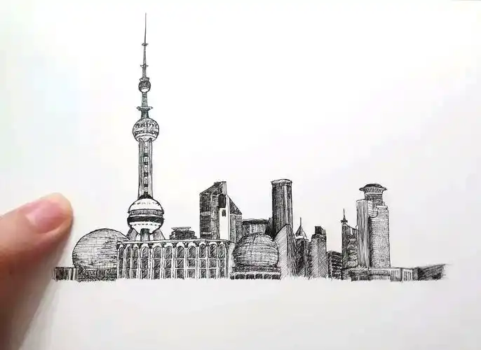 就偷摸着在上课时候画下来了因为不爱学习这是高中政治书封面的上海