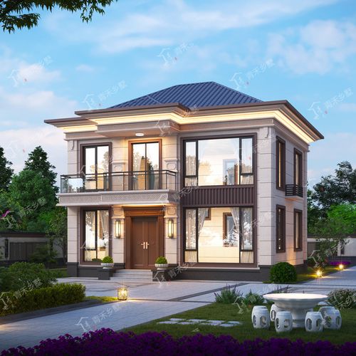 2212二层简单新中式别墅设计图纸10x9米框架80多平小型农村自建房