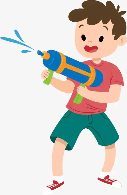 微笑卡通水枪男孩免抠素材免费下载_觅元素51yuansu.com
