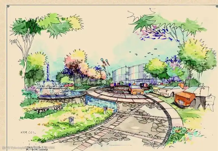 城市广场景观手绘