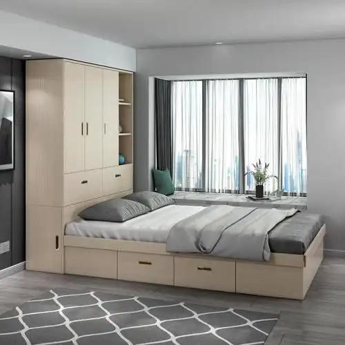 小户型榻榻米衣柜一体床