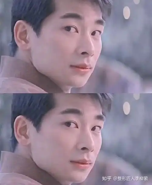 年轻时的赵文卓,目光还是蛮柔和的他现在的脸虽然没有以往的紧致,但