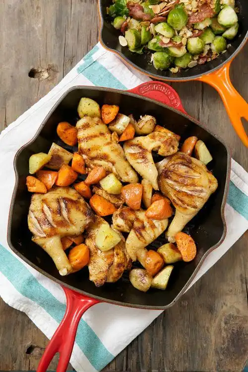 烤鸡块配根茎菜