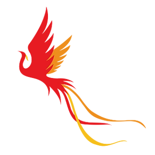 红色黄色剪影凤凰剪贴画