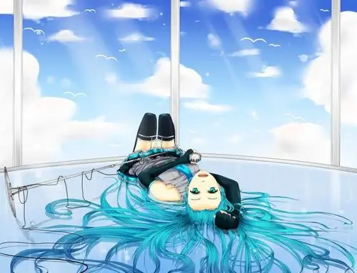 躺着唱歌的动漫美少女图片