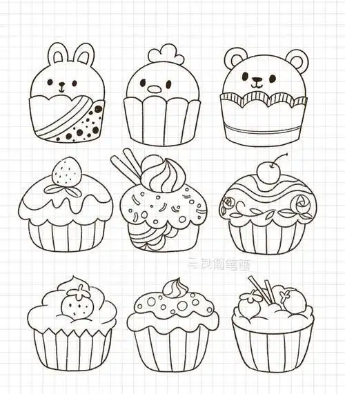 手账简笔画甜点