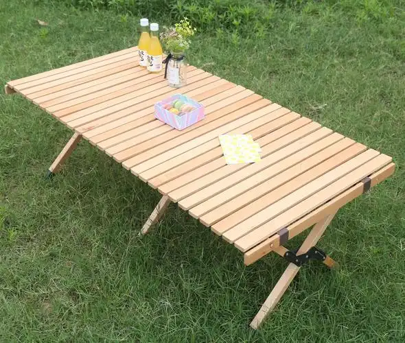 木质蛋卷桌 户外野营旅游便携带折叠桌 野餐烧烤摆式易收纳餐桌