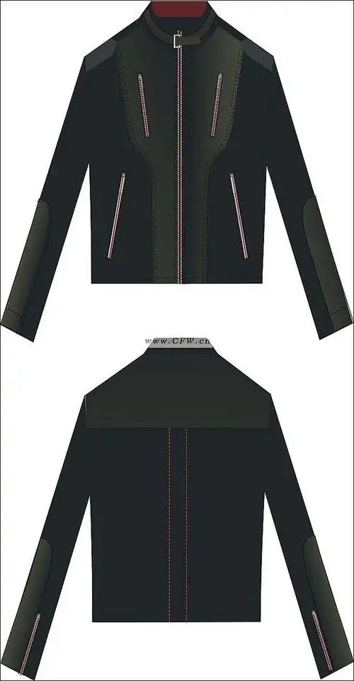 针织与梭织对配运动夹克-男装设计-服装设计