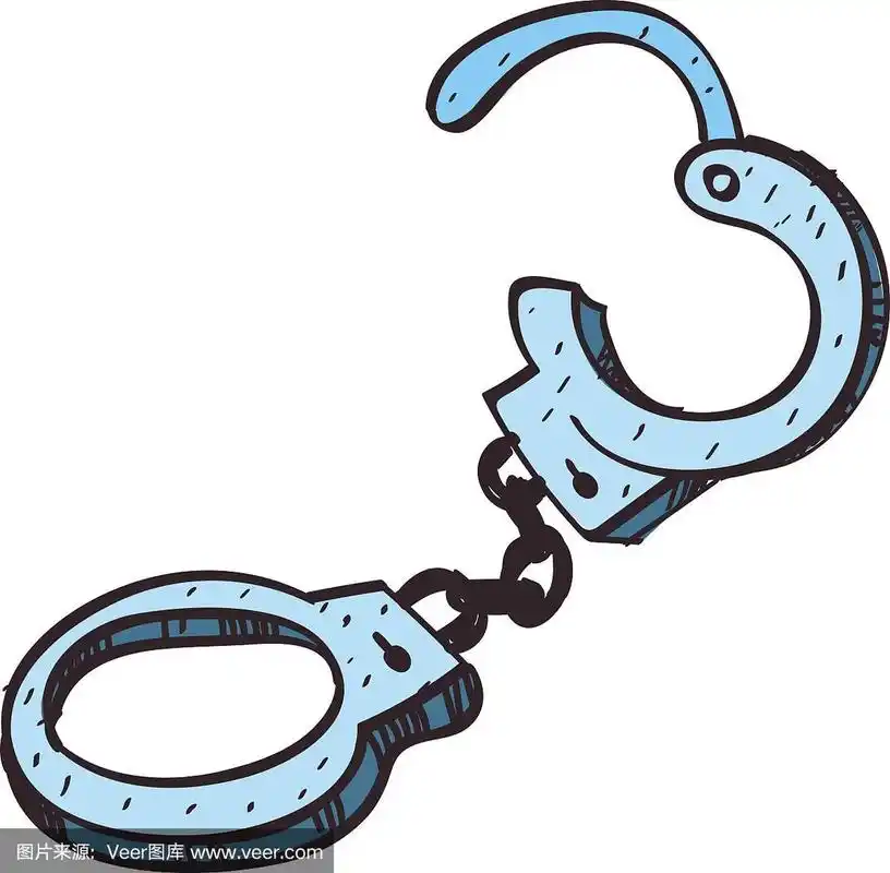 手铐彩色插图在手绘风格.