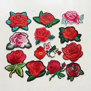 大小号玫瑰花朵布贴补丁贴衣服裤子牛仔时尚装饰贴花水溶刺绣贴布