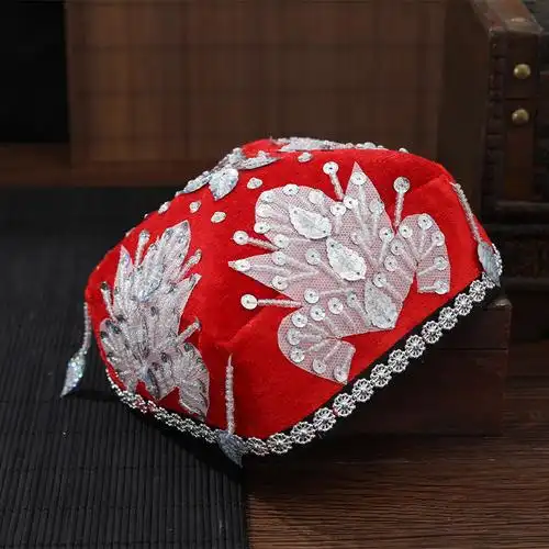 新疆舞蹈帽子女四角帽维吾尔族演出花帽辫子民族舞艺考广场舞头饰