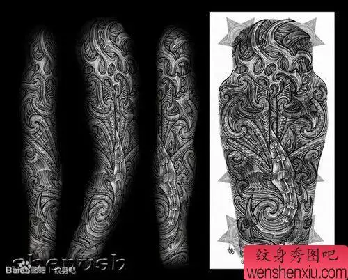 流行很酷的欧美花臂纹身手稿