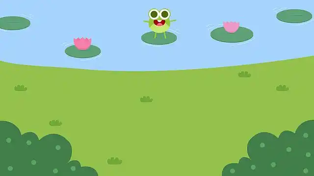 绿色夏季池塘青蛙荷叶荷花插画素材