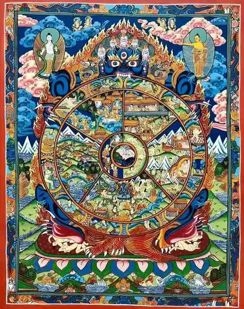 008六道轮回图kumarlama4050cm尼泊尔唐卡