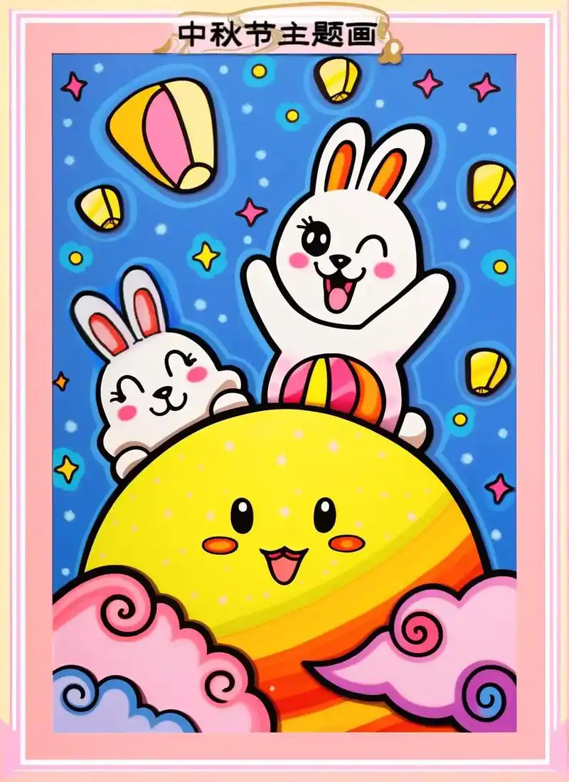 咱们来画一幅有关中秋的图画吧～小朋友们可以收 - 抖音