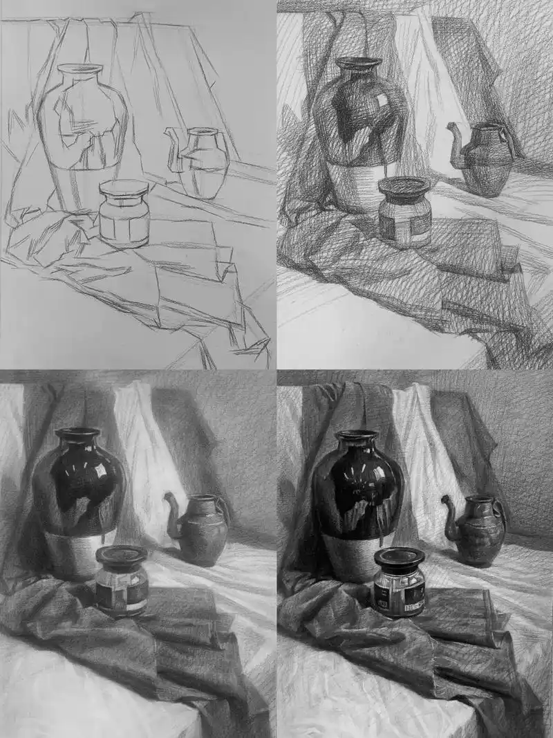 素描罐子罐子罐子#素描静物 #美术生 #美术培训 #跟我一起 - 抖音