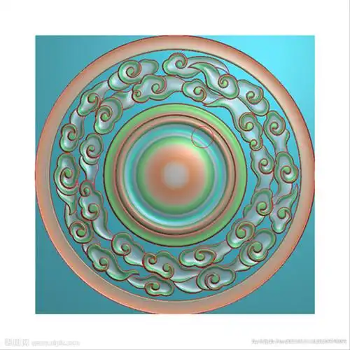 圆形祥云门花云朵精雕图浮雕灰度图片