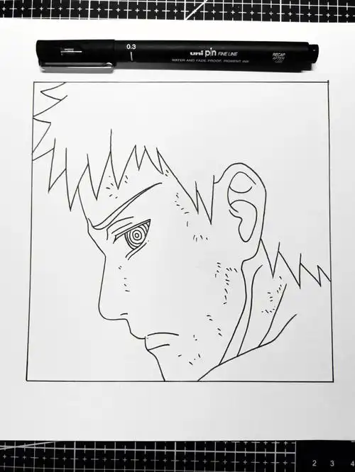 73火影忍者系列手绘教程～宇智波带土73方格15乘15cm73勾线笔