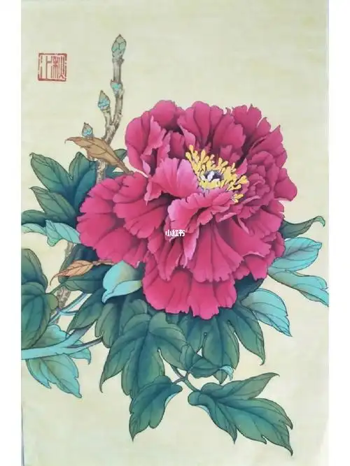工笔牡丹洛阳红