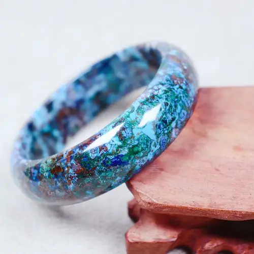 珠宝天然凤凰松蓝蓝铜矿异象高瓷蓝手镯手镯