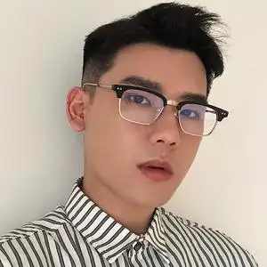 新款男士防蓝光眼镜韩版复古半框斯文败类近视金丝边眼镜框男女潮