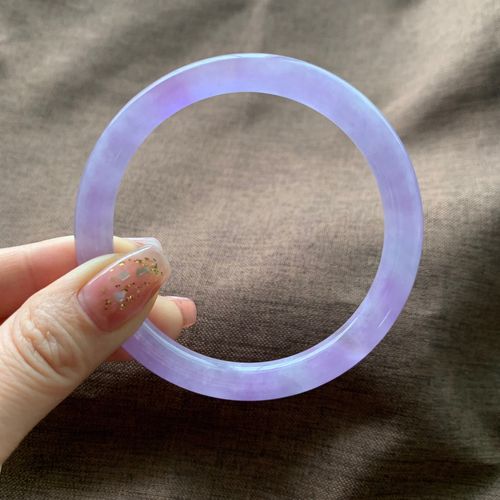 翡翠冰种紫罗兰圆细条手镯61圈口62圈口女士手镯