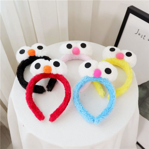 日韩卡通发箍 芝麻jie儿童毛绒大眼睛头箍 宝宝卖萌眼睛毛绒发卡