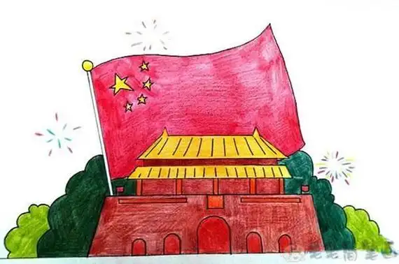 儿童画北京天门广场简笔画