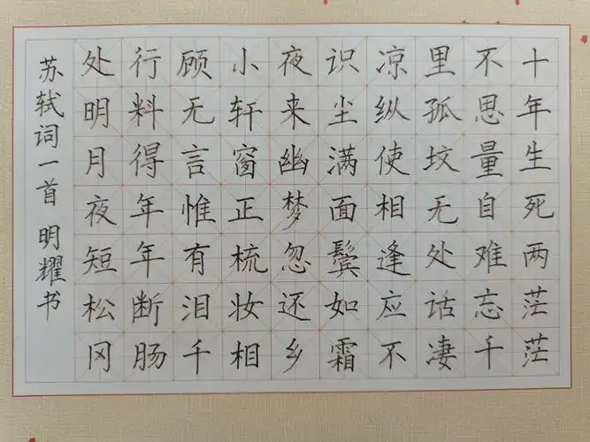 写了一首硬笔书法东坡词