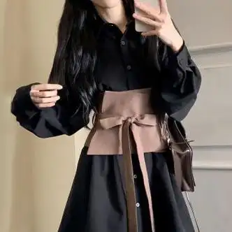 配腰带(中长1款)s建议70-90斤>定将连衣裙女2024年酷盐系时尚短款小