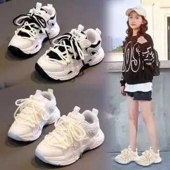 季回力休女童鞋子夏季新款儿童运动老爹网鞋中大童网面透气跑步鞋女孩