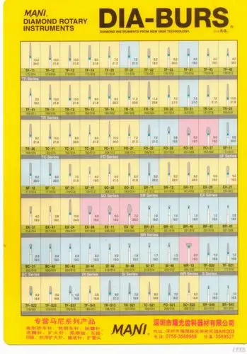 原创mani车针全型号