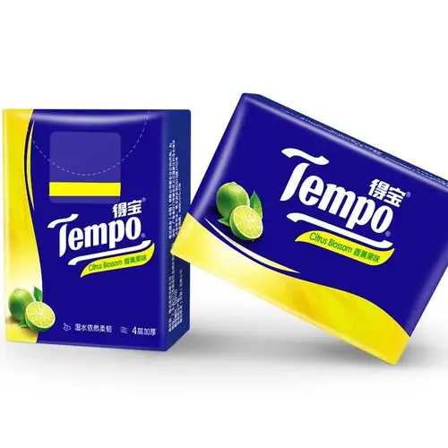 得宝tempo手帕纸 纸巾面巾纸小包餐巾纸 4层加厚12包 香薰味