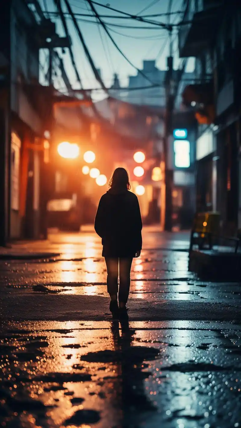 🌃分手后的孤独夜晚街头壁纸💔