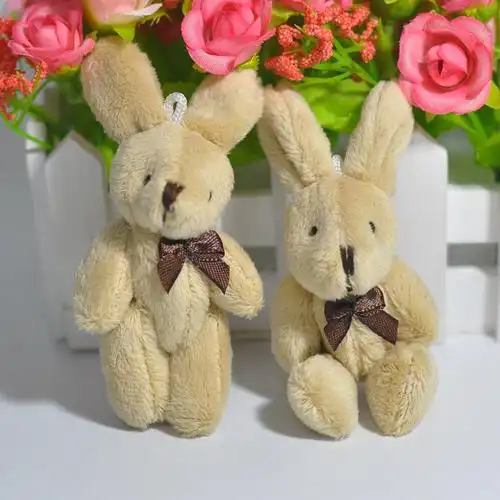 8cm关节兔领结长耳兔长毛兔钥匙扣挂件服装箱包配件婚庆花束公仔
