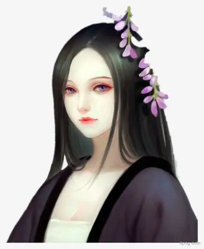 黑衣大家闺秀女子古风立绘png素材透明免抠图片-卡通手绘