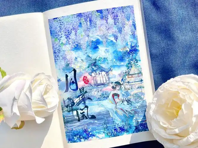 古风手帐庭院深深小径幽紫藤花开暗香萦