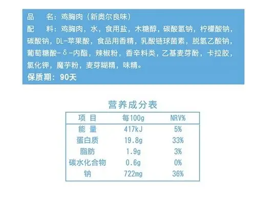 即食鸡胸营养成分表整合已更新19款欢迎投稿不评价味道