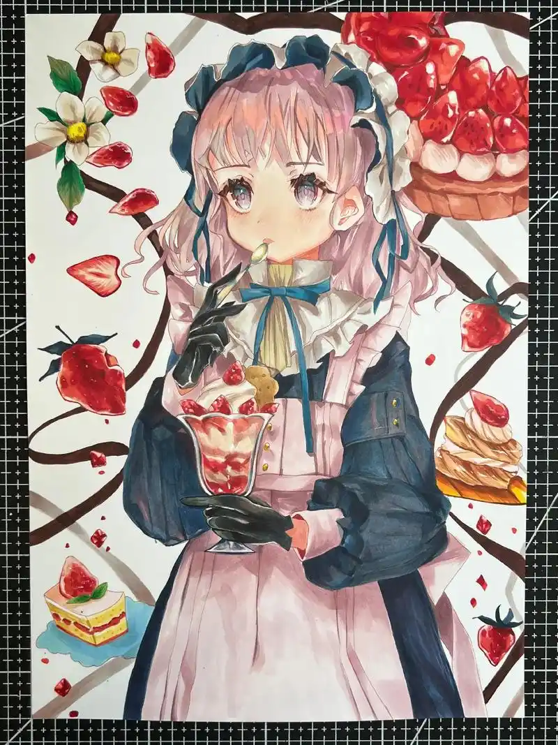 马克笔动漫手绘美少女nice.@抖音小助手 @dou 小助手 - 抖音