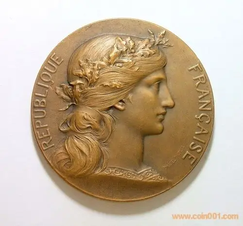 法国1903年 女神头像高浮雕大铜章 50mm