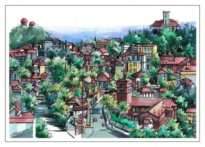 环艺景观效果图马克笔手绘效果图