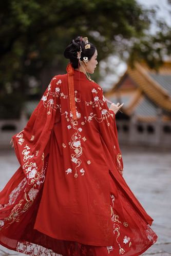 原创花嫁情侣男女红色套装汉服牡丹重工刺绣古风齐腰襦裙超仙明制