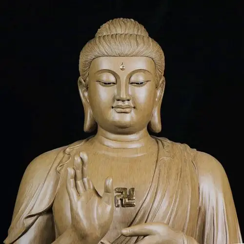 沉香木雕燃灯古佛佛像摆件 藏传佛教密宗燃灯古佛尼泊尔摆件装饰