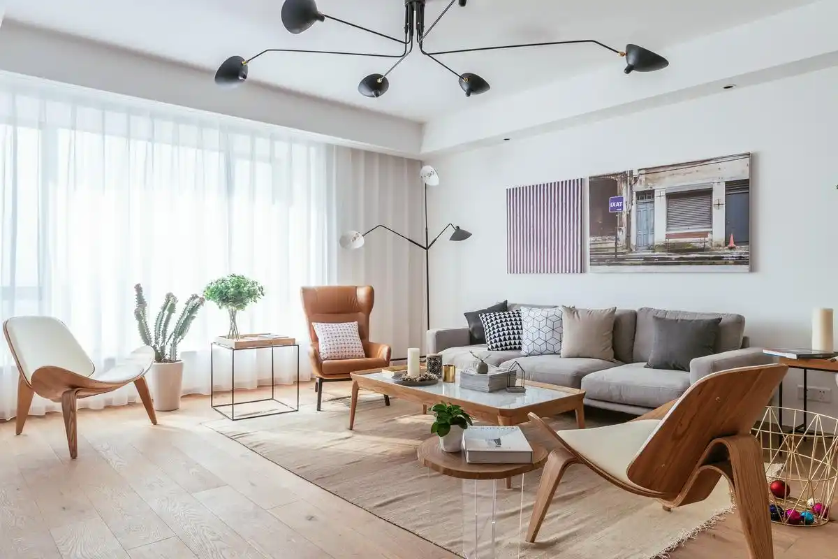 北欧简约风格三居室装修设计效果图 家装案例