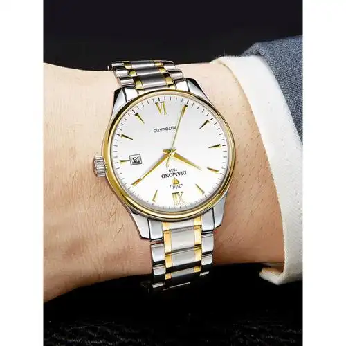 上海钻石牌手表全自动机械表男表精钢日历防水3220男士手表机械腕表