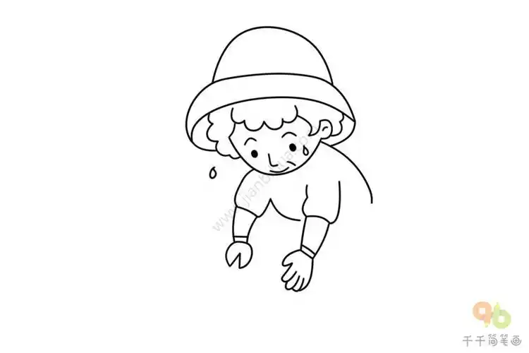 挖野菜的老奶奶简笔画